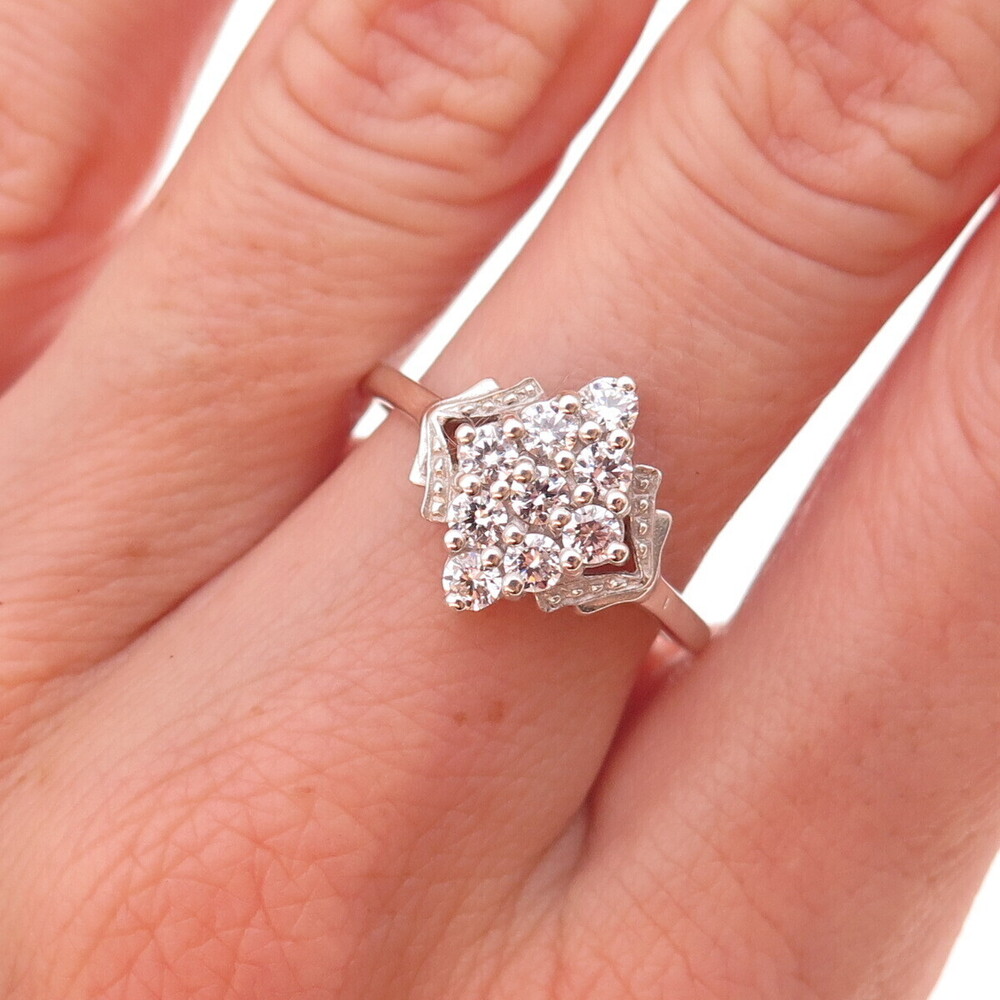 Chuck Clemency 925 Sterling Silver Round-Cut C Z Ring Size 8